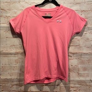 Under Armour work out shirt pink v neck sz M gym